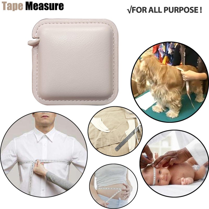 Z_جوده وثقه Tape Measure for Body Measuring Medical Body Cloth Tailor Craft Dieting Measuring Tape, 79 Inch/2 M Dual Sided Retractable Measuring Tape for Body Fabric Sewing Measurements Square(Pink) - Image 5